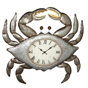 27 Metallic Silver Galvanized Crab Shaped Clock with Roman Numerals - All