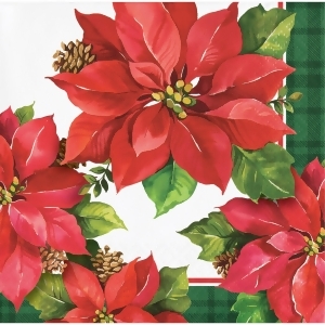 Pack of 192 Red and Green Poinsettia Printed Square Beverage Napkin 5 - All