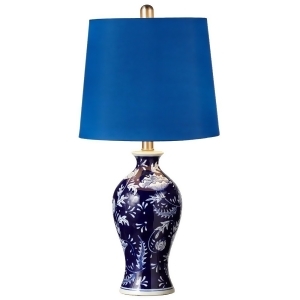 Set of 2 Berry Blue with White Spring Floral Blossom Table Lamps 25 - All