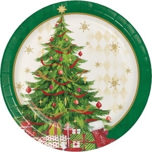 Club Pack of 96 Green Tasteful Tree Rounded Plastic Luncheon Disposable Party Plates 6.8 - All