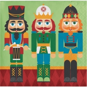 Pack of 192 Red and Green Nutcracker Printed Square Beverage Napkin 5 - All