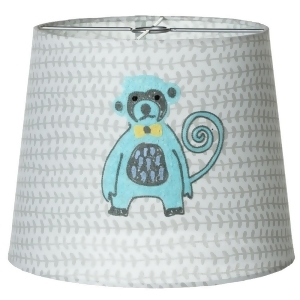 Set of 4 Gray and Seafoam Blue Decorative Embroidered Monkey Lamp Shade 10 - All