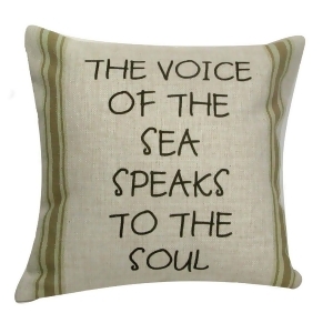 12 Decorative Tan and Green Striped The Voice of the Sea Speaks To the Soul Throw Pillow - All