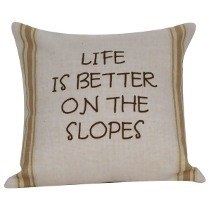 Decorative Tan and Green Striped Life is Better on the Slopes Throw Pillow 12 - All