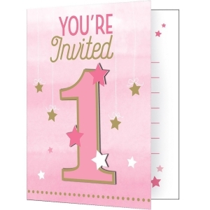 Club Pack of 48 Pink and White Little Star Premium Invitation Foldovers 7.5 - All