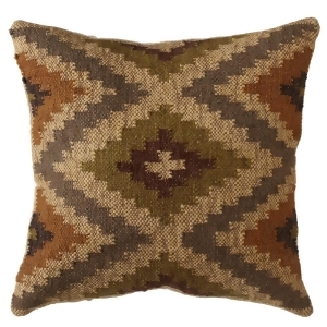 18 Olive Green Tan and Gray Tribal Kilim Cotton Square Throw Pillow - All