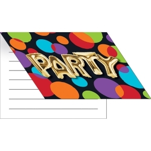 Club Pack of 48 Multicolored Balloon Printed Party Invitation Foldovers 7.5 - All
