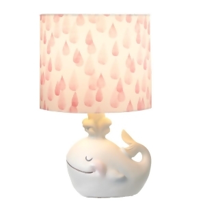 Set of 2 White and Pink Whale Accent Lamp with Raindrop Shade 12 - All