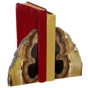 Set of 2 Wooden Brown and Black Faux Agate Decorative Bookend Pair 6 - All