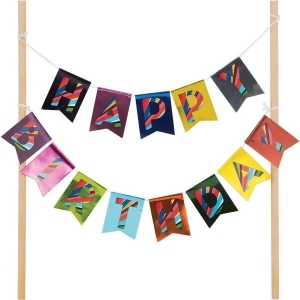 Club Pack of 12 Multicolor Foil Happy Birthday Printed Banner Topper 9.2 - All