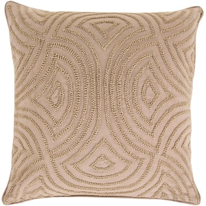 18 Deep Waves Light Brown Decorative Woven Beaded Square Throw Pillow - All