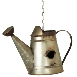 Set of 2 Rustic Silver Galvanized Metal Watering Can Birdhouse 15 - All