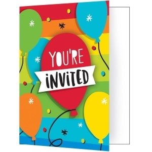 Club Pack of 48 Multicolored Hopping Birthday Cake Invitation Foldovers 7.5 - All