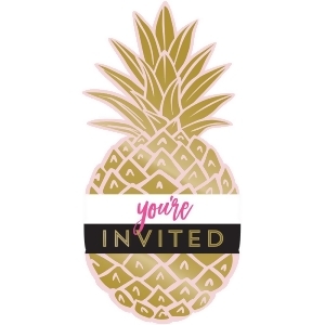 Club Pack of 48 Gold and Pink Pineapple Wedding Invitation Cards 8.2 - All
