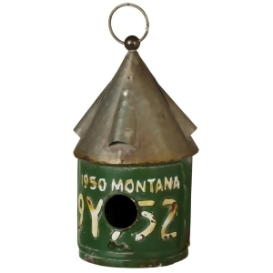 Set of 2 Green and Rustic Silver 1950 Montana Round License Plate Birdhouse 10 - All