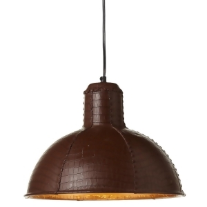 14.25 Chocolate Brown Leather Pendant Light with Plug-in Hard Wire Kit - All