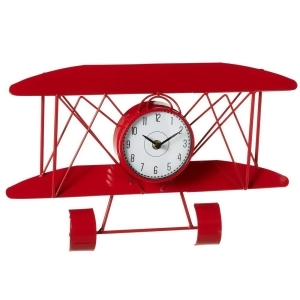 Set of 2 Red and White Airplane Model Decorative Analog Wall Clock 16 - All
