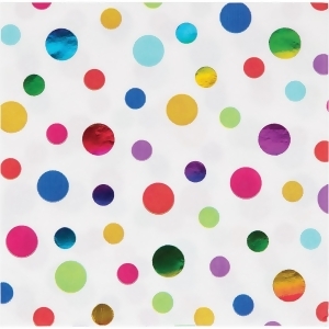 Club Pack of 192 White Rainbow Polka Dot Disposable Party Beverage Napkins 5 - All