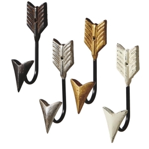Set of 4 Gold and White Arrow Decorative Four Assorted Wall Hook 6.875 - All