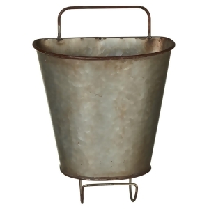 Set of 2 Metal Galvanized Wall Mounted Hanging Bucket with Distressed Finish 12 - All