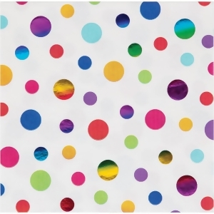 Club Pack of 192 White Rainbow Polka Dot Disposable Party Luncheon Napkins 6.5 - All
