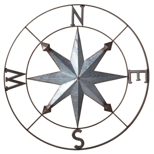 Pack of 2 Metallic Gray and Brown Galvanized Metal Compass Wall Decor 30 - All