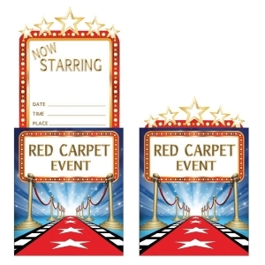 Club Pack of 48 Red and Blue Hollywood Lights Themed Party Popup Invitations 8.7 - All