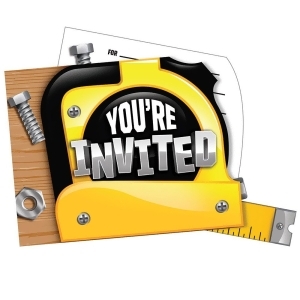 Club Pack of 48 Yellow and Black Handyman Themed Party Invitation Popup 7 - All
