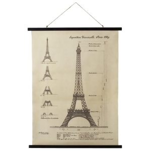 Set of 2 Neutral Brown and Black Vintage Eiffel Tower Rolled Canvas Wall Decors 41.3 - All