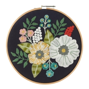 Set of 2 Multi Colored Large Embroidered Floral Round Wall Arts 12.5 - All