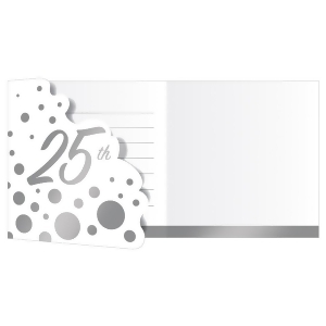 Club Pack of 48 Shine Silver and White Sparkle 25th Anniversary Decorative Party Invitations 7.5 - All