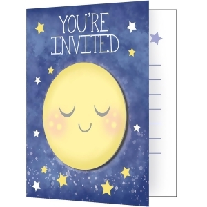 Club Pack of 48 Blue and Yellow Moon and Back Themed Invitation Foldovers 7.5 - All