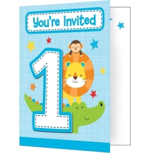 Club Pack of 48 Blue and White 1st Birthday Party Decorative Invitation Foldovers 8.5 - All