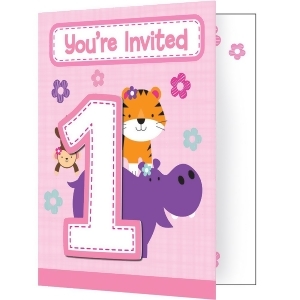 Club Pack of 48 Pink and White 1st Birthday Party Decorative Invitation Foldovers 8.5 - All