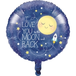 Club Pack of 10 Blue and Yellow to the Moon and back Metallic Balloon 8 - All
