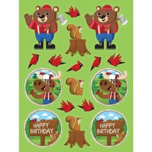 Club Pack of 48 Brown and Green Lum Bear Jack Birthday Stickers 8 - All
