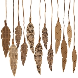 Pack of 12 Assorted Brown and Black Pattern Decorative Hanging Feathers 7.87 - All