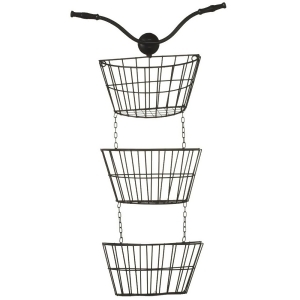 Black Bicycle Themed Metal Decorative Three Tier Hanging Wall Baskets 28 - All