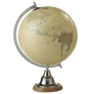 12 Tan Metallic World Classics Series Globe Vintage Style with Wood Stand - All