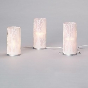 5Pc White and Silver Enchanted Forest C7 Glass Lighted Mantle Candles 7.5 White Wire - All