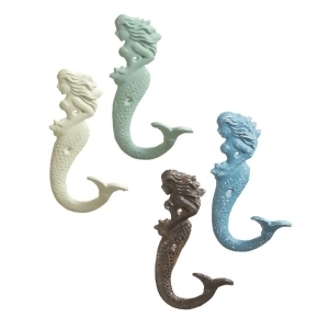 Set of 4 Multi-Color Assorted Distressed Cast Iron Mermaid Wall Hook 18 - All