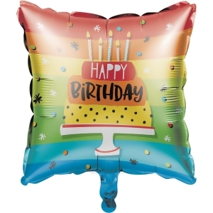 Club Pack of 10 Red and Yellow Hoppin Birthday Cake Metallic Balloon 7.8 - All