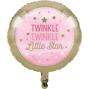 Club Pack of 10 Pink and Gray One Little Star Girl Metallic Balloon 8 - All