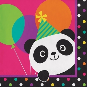 Club Pack of 192 Pink and Black Panda Monium Disposable Luncheon Party Napkins 6.5 - All