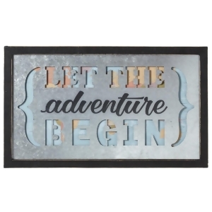 Set of 2 Black and Blue Let the Adventure Begin Map Framed Galvanized Metal Wall Art 24.37 - All