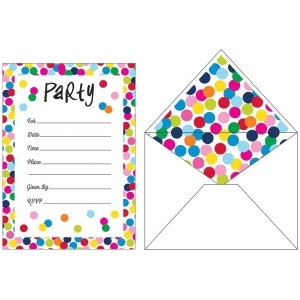 Club Pack of 120 Multicolored Dots Printed Decorative Party Invitations 7.7 - All