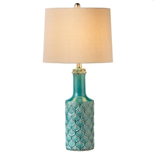 Set of 2 Gold and Turquoise Peacock Ceramic Table Accent Lamps 29 - All
