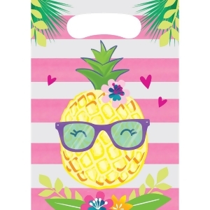Club Pack of 96 Pink and Yellow Pineapple Printed Decorative Loot Bags 12 - All