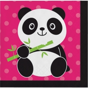 Club Pack of 192 Pink and Black Panda Monium Disposable Beverage Party Napkins 5 - All