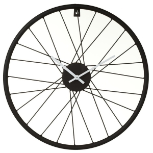 Set of 2 Black and White Bike Wheel Shaped Decorative Wall Clock 15 - All